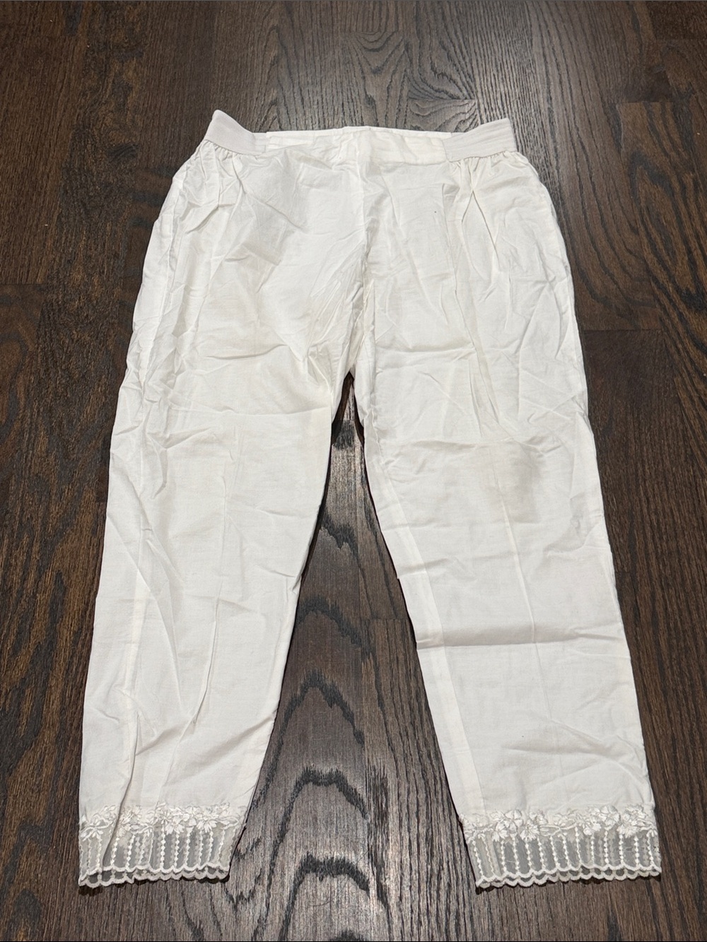 Coco By Zara Shahjahan White Lace Detailing Pants